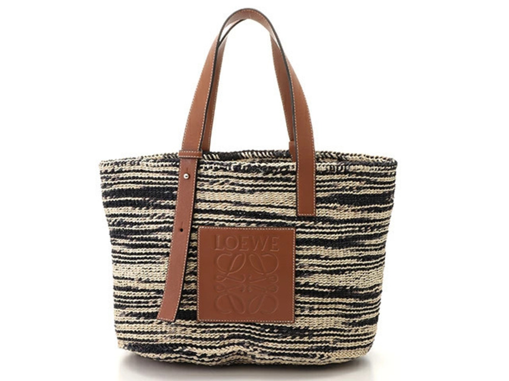 Loewe Basket Bag Black Tan Sisal Calfskin
